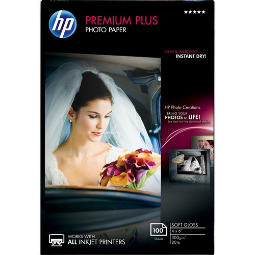 HP Premium Plus Soft-Gloss Photo Paper (4 x 6") / 100 Sheets