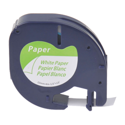 P-TOUCH LABEL TAPE CASSETTE FOR HANDHELD PRINTER - 1/2" X 13' BLACK ON WHITE (12MMX4M)