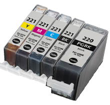 CANON PGI-220BK + CLI-221 SET INK / INKJET Cartridge Set (5 - Total cartridgesWith Chip)