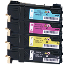 Xerox 6125 Laser Toner Cartridge Set Black Cyan Yellow Magenta