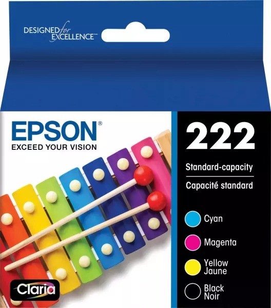 Brand New Original Epson T222 Set Black Cyan Magenta Yellow Ink / Inkjet Cartridge