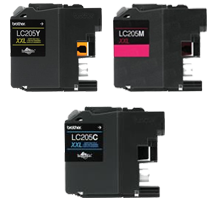 Brother LC205-XXL COLOR INK / INKJET Set Extra High Yield Cartridge Cyan Magenta Yellow