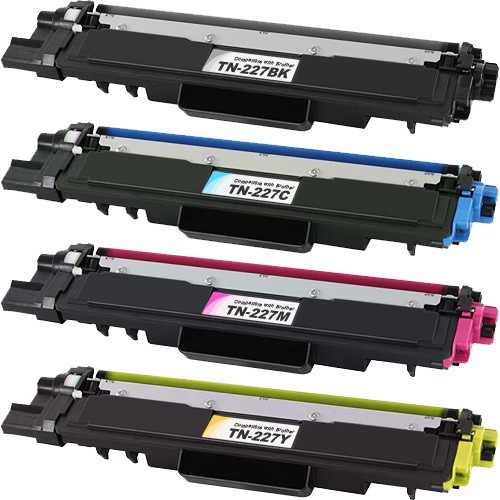 Brother TN227 High Yield Laser Toner Cartridge Set Black Cyan Magenta Yellow