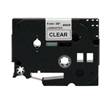 BROTHER P-Touch Label Tape - 3/8" x 26' Black on Clear