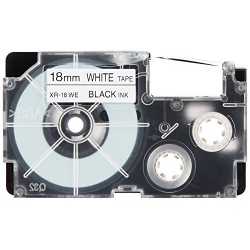 CASIO BLACK ON WHITE CASSETTE LABEL TAPE 18MM 3 4