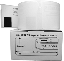 DYMO 30321 White Large Address Label Rolls - 1-2/5" x 3-1/2" 260 Labels Per Roll