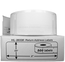 DYMO 30330 Return Address Label Rolls - 3/4" x 2" 500 Labels Per Roll
