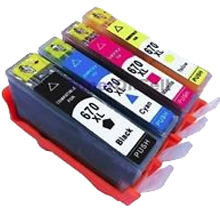 HP 670XL Set INK / INKJET Cartridge Black Cyan Yelllow Magenta