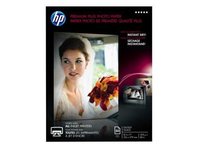 HP Premium Plus Glossy Photo Paper (8.5" x 11") / 50 Sheets