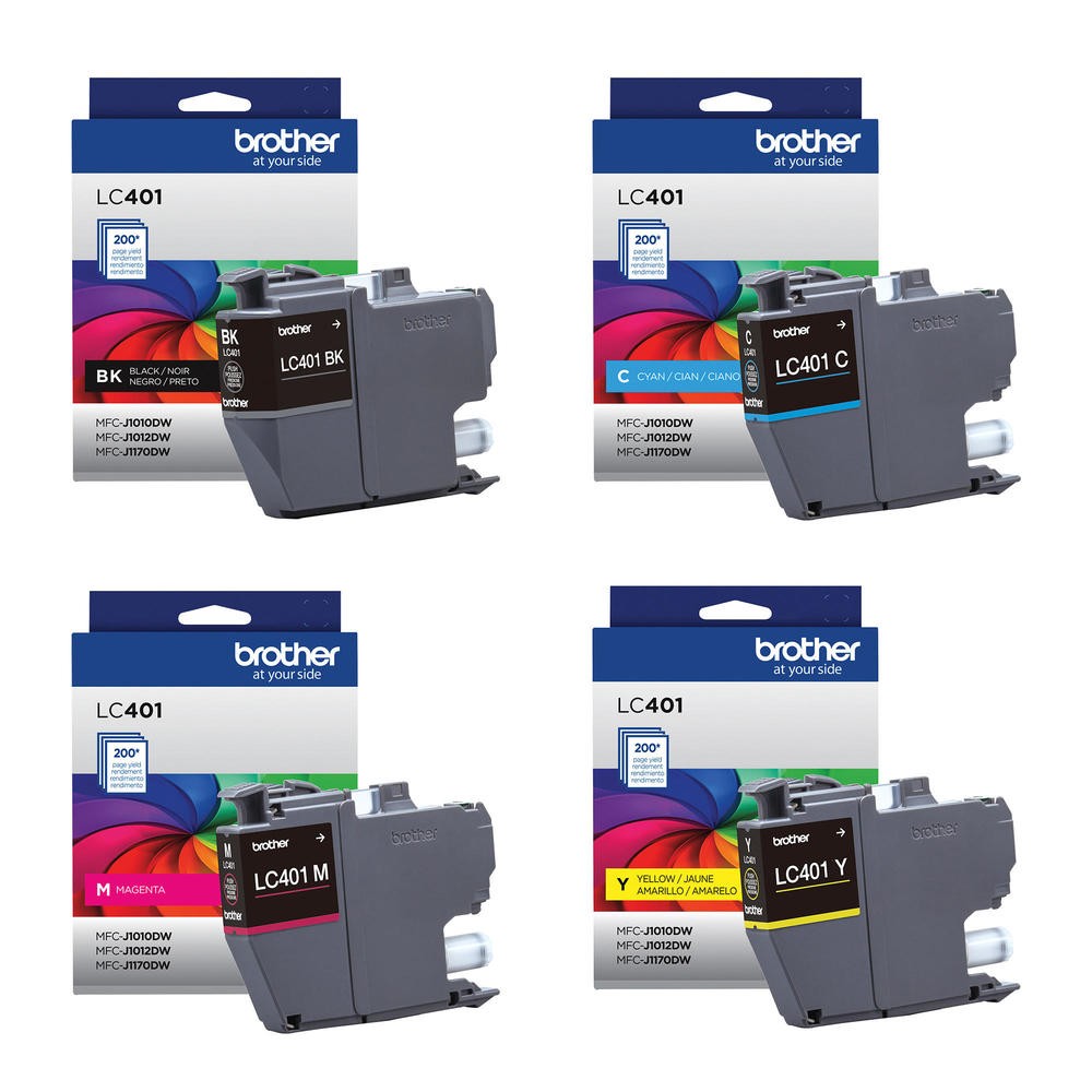 Brand New Original Brother LC401 Set Ink Cartridge Combo BK/C/M/Y