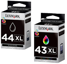 Lexmark 18Y0143 / 18Y0144 #43Xl / #44Xl Ink / Inkjet Cartridge Combo Pack Black Tri-Color High Yield