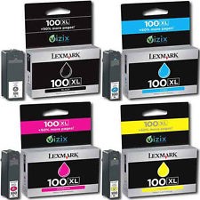 Brand New Original LEXMARK 100XL High Yield INK / INKJET Cartridge Set Black Cyan Yellow Magenta