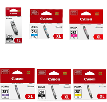 ~Brand New Original OEM-CANON PGI-280XL High Yield INK / INKJET Cartridge Set Black Cyan Magenta Yellow Photo Black Photo Blue (5 Carts)