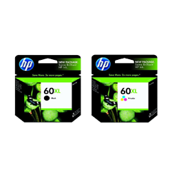 Brand New Original HP CC641WN / CC644WN HP 60XL Black Tri-Color High Yield Ink Cartridge Combo Pack