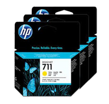 Brand New Original HP CZ136A (HP 711) INK / INKJET Cartridge High Yield Yellow 3 Pack