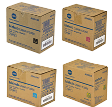 Brand New Original OEM-KONICA MINOLTA C3350 / C3850 (TNP-48) Laser Toner Cartridge Set Black Cyan Magenta Yellow