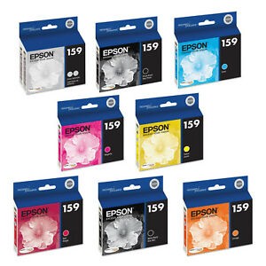 ~Brand New Original Epson T159 Ink / Inkjet Cartridge High Yield Set Gloss Optimizer Ultra Chrome High Gloss Black Cyan Magenta Yellow Red Matte Black Orange