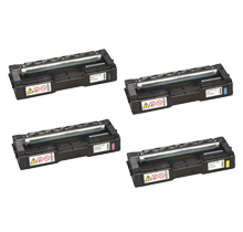 RICOH SP C250 (C250A) Laser Toner Cartridge Set Black Cyan Magenta Yellow