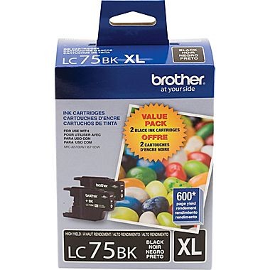 Original BROTHER LC75BKS High Yield INK / INKJET Cartridge Black 2-PACK