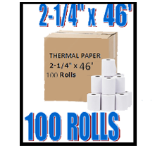 Thermal Paper Rolls 2-1/4" x 46' 100/Pack (1 Box)