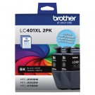 Brand New Original Brother LC401XL  High Yield Black Ink Cartridge - 2 Pack