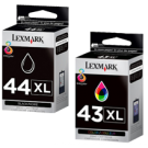 Lexmark 18Y0143 / 18Y0144 #43Xl / #44Xl Ink / Inkjet Cartridge Combo Pack Black Tri-Color High Yield