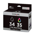 Brand New Original Lexmark 18C0034 / 18C0035 High Yield Ink / Inkjet Cartridge Combo Black Tri-Color