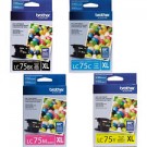 Brand New Original Brother LC75 High Yield Ink Cartridge Set Black Cyan Magenta Yellow